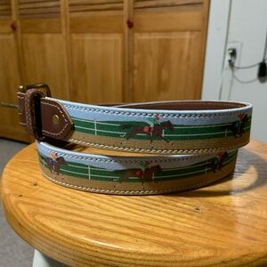 Custom made Thoroughhbreds belt size 44 made in USA NEW w/o tags leather canvas